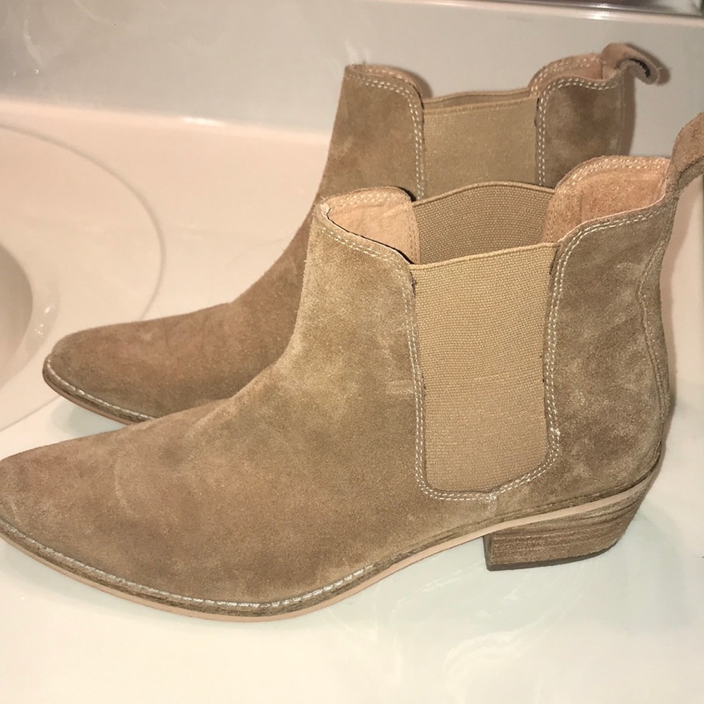 Urban Outfitters Tan Pointy Toe Faux Suede Booties